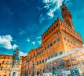 FLORENCE, ITALY- MAY 13, 2017: Palace Vecchio Palazzo Vecchio in Piazza della Signoria, built in 1299-1314 ,one of the most Royalty Free Stock Photo