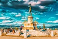 FLORENCE, ITALY - MAY 13, 2017 : Replica of the statue of Mikeladnjeldo - David on Square of Michelangelo Piazzale Michelangelo Royalty Free Stock Photo