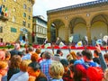 Florence, Italy - May 01, 2014: Tourists watching Trofeo Marzocco parade in Florence, Italy.