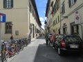 Florence, Italy, narrow medieval streets, main transport - scooters and bicycles.