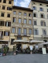 Florence, Italy - October 04, 2023: Colorful historic streets of Florence, Italy. Old street, building's facade Royalty Free Stock Photo