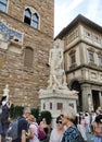 Florence, Italy - October 04, 2023: Hercules and Cacus statue in Piazza della Signoria in Florence, Italy
