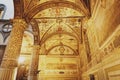 Interior of First Courtyard of Palazzo Vecchio, town hall of Florence on Piazza della Signoria Signoria square, Italy Royalty Free Stock Photo