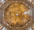 Mosaic-covered interior of the octagonal dome in Baptistery of Saint John in Florence, Italy