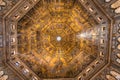 Mosaic-covered interior of the octagonal dome in Baptistery of Saint John in Florence, Italy