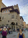 Florence, Italy - October 04, 2023: People going at colorful historic streets of Florence, Italy. Narrow old street Royalty Free Stock Photo