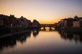 Florence, Italy - October, 2017. Ponte Vecchio bridge in Florence, Italy. Arno River at night. Tuscany. Travel destination. Royalty Free Stock Photo