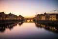 Florence, Italy - October, 2017. Ponte Vecchio bridge in Florence, Italy. Arno River at night. Tuscany. Travel destination. Royalty Free Stock Photo