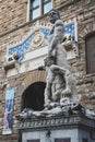 Statues of Hercules and Cacus situated at Palazzo Vecchio, town hall of Florence on Piazza della Signoria in Florence, Italy Royalty Free Stock Photo