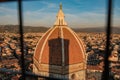 Florence, Italy - October 17, 2017 - Tourists on the dome of Bruneleschi of the Cathedral of Santa Maria del Fiore Royalty Free Stock Photo