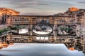 Ponte Vecchio with river Arno at sunset, Florence, Italy Royalty Free Stock Photo