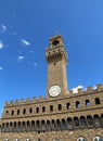 Florence Italy Old Palace called Palazzo Vecchio and clock tower Royalty Free Stock Photo