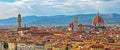 Florence Italy Panorama with Arno River Old Palace and the Big D Royalty Free Stock Photo