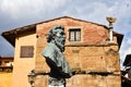 Florence, Italy. September 16, 2023.The bust Monument to Benvenuto Cellini on the Ponte Vecchio in Florence.