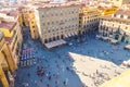 Florence, Italy, September 15, 2018: Crowd of small figures of people are walking on Piazza della Signoria