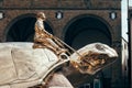 Florence, Italy - September 07, 2016: Golden turtle - sculpture