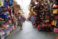 FLORENCE, ITALY - SEPTEMBER 1 2018 - People buying at old city leather market