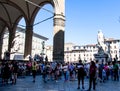 Florence, Italy, 12 September 2019, tourists in Piazza della Signoria