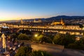 View of Florence from Piazzale Michelangelo at night. Italy