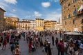 Florence, ITALY- September 10, 2016: View on Square of Signoria and Tower of Arnolfo in Florence Piazza della Signoria Royalty Free Stock Photo