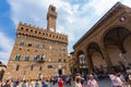 Florence, ITALY- September 10, 2016: View on Square of Signoria and Tower of Arnolfo in Florence Piazza della Signoria Royalty Free Stock Photo