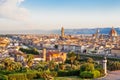 Florence Italy. Skyline cityscape of Firenze with Florence Duomo, Basilica di Santa Maria del Fiore and bridge Ponte Vecchio Royalty Free Stock Photo