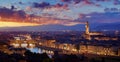 Florence, Italy. Sunset panorama. Evening view
