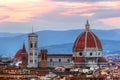 Florence, Italy sunset skyline. Cathedral of Saint Mary of the Flowers Royalty Free Stock Photo