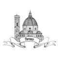 Florence label Travel Italy icon. Cathedral building