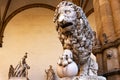 Florence, Lion Statue in Piazza della Signoria. Statue of Flaminio Vacca 1600