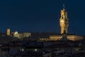 Florence night view on illuminated palazzo vecchio