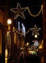 Florence November 2018: Christmas Lights Decorations in the centre of Florence, Italy. Royalty Free Stock Photo