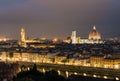 Florence old city skyline at night with Cathedral of Santa Maria del Fiore in Florence, Tuscany, Italy Royalty Free Stock Photo