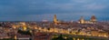 Florence old city skyline at night with Ponte Vecchio over Arno River and Cathedral of Santa Maria del Fiore in Florence, Tuscany Royalty Free Stock Photo