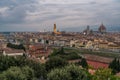 Florence old city skyline at night with Ponte Vecchio over Arno River and Cathedral of Santa Maria del Fiore in Florence, Italy Royalty Free Stock Photo