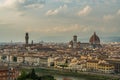 Florence old city skyline at sunset with Cathedral of Santa Maria del Fiore in Florence, Tuscany, Italy Royalty Free Stock Photo