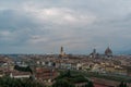 Florence old city skyline at sunset with Ponte Vecchio over Arno River and Cathedral of Santa Maria del Fiore in Florence, Tuscany Royalty Free Stock Photo