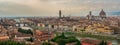 Florence old city skyline at sunset with Ponte Vecchio over Arno River and Cathedral of Santa Maria del Fiore in Florence, Tuscany Royalty Free Stock Photo