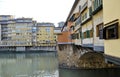 Florence old Italian town medieval buildings urban panorama beautiful cityscape water bridge sky background Royalty Free Stock Photo