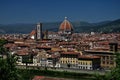 Florence panorama view with Duomo Santa Maria del Fiore and Palazzo Vecchio riverside, Florence, Italy Royalty Free Stock Photo