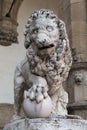 Florence. Piazza Della Signoria. Lion sculpture Royalty Free Stock Photo