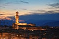 Florence Piazzale Michelangelo sunset, Tuscany region, Duomo, Ponte Vecchio River Arno Renaissance, Italy.