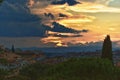 Florence Piazzale Michelangelo sunset, Tuscany region, Duomo, Ponte Vecchio River Arno Renaissance, Italy.