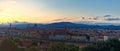 Florence Piazzale Michelangelo sunset, Tuscany region, Duomo, Ponte Vecchio River Arno Renaissance, Italy.