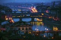 Florence Ponte Vecchio Bridge and City Skyline in Italy Royalty Free Stock Photo