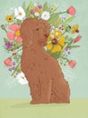 Brown Standard Poodle With Flowers Florence
