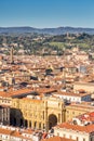 Florence Republic square view from the Dome, Italy Royalty Free Stock Photo
