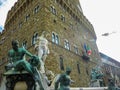 Florence - Scenic view of historic ancient landmark Fountain of Neptune on Piazza della Signoria Royalty Free Stock Photo