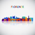 Florence skyline silhouette in colorful geometric style.