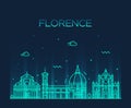 Florence skyline silhouette vector linear style